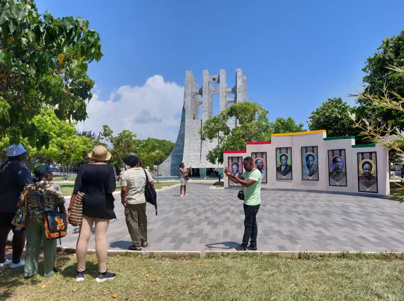Portraits of past Presidents of Ghana at the Memorial Park.